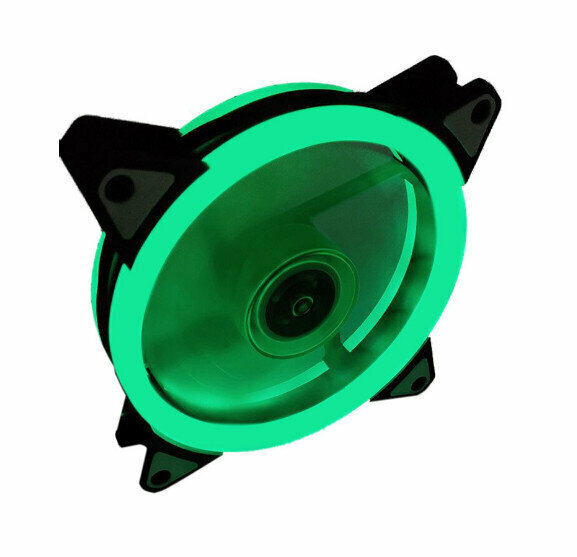 激抵台式機箱發光風扇 風扇散熱器(雙光圈（冰川綠）小3pin+大四P接口)