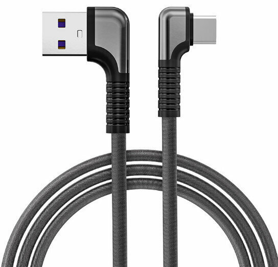 新款雙彎頭數據線適用於蘋果 5A快速充電線（蘋果接口Lightning-1米 灰色）