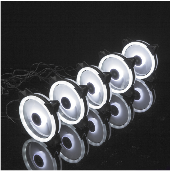 Aurora Solar Eclipse, Dual Aperture, Thin Circle Inner and Outer Illumination, 12CM Computer Case Fan (Dual Aperture Inner and Outer Illuminated White Light)