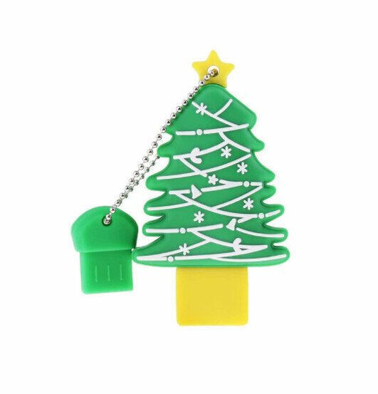 【2pcs 16GB】Green Christmas Tree Soft Rubber USB Flash Drive [Color Christmas Tree]
