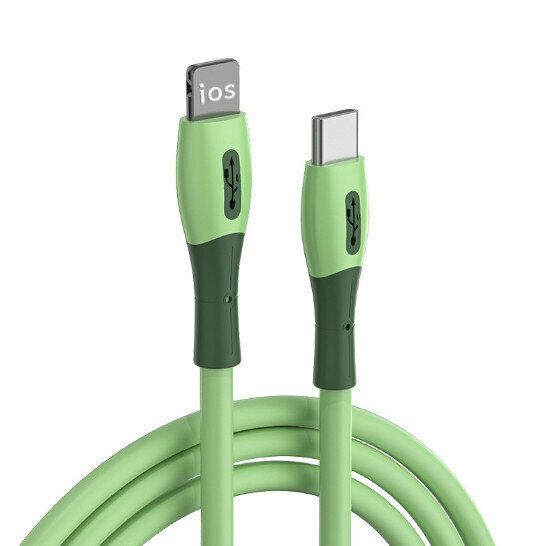 爆款適用於蘋果PD快充3W數據線（PD蘋果 iphone硅膠數據線-1.2米 綠色）