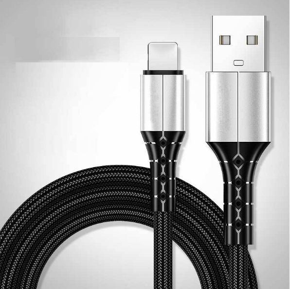 激抵尼龍編織快充5A充電數據線【蘋果接口Lightning-1米（ 黑色）】