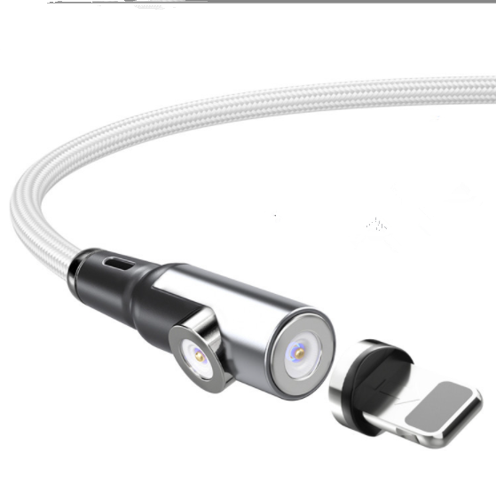 Straight bending 2-in-1 magnetic data cable for Lightning3 (silver 1M)