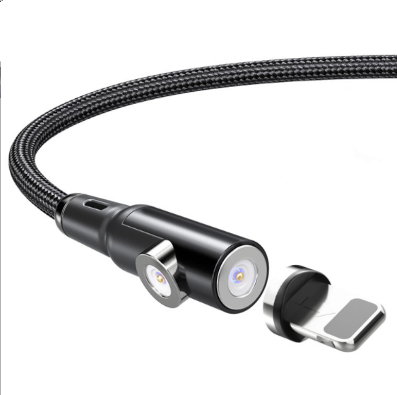 Straight bend 2-in-1 magnetic data cable for Lightning (black 2M)