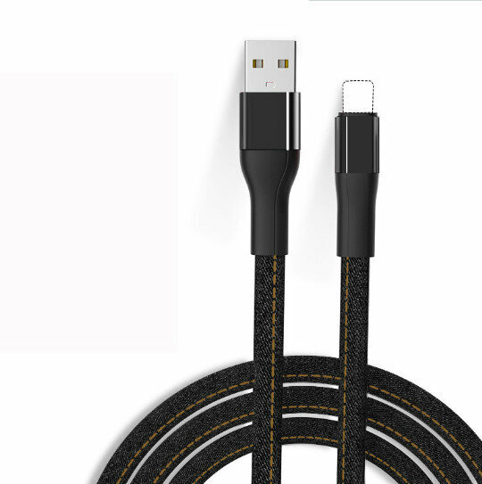 Denim fabric data cable, mobile phone charging cable (Apple Linghtning-1m black)