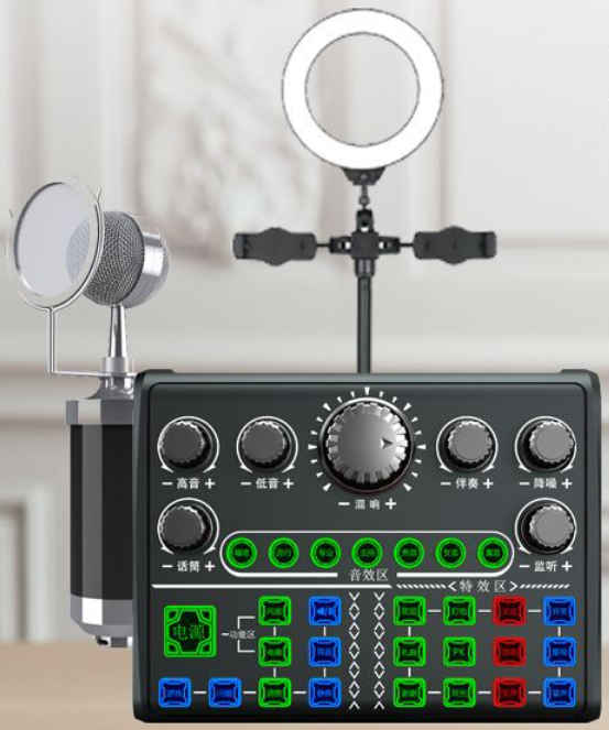 Live Streaming Equipment Set (P200 + Baby Bottle Black + Duck Palm Microphone Bracket + 16CM Fill Light Desktop Bracket + Headset + OTG (choose one of the two)