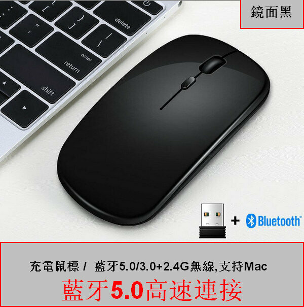 Mini Slim Mouse Q20 - Bluetooth + Wireless Dual Mode Black