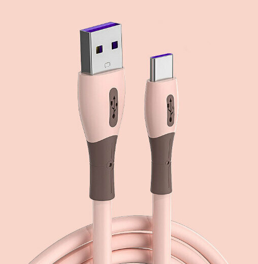 Liquid soft rubber data cable 5A super fast charging ( 1.2m [Apple interface Lightning] pink)