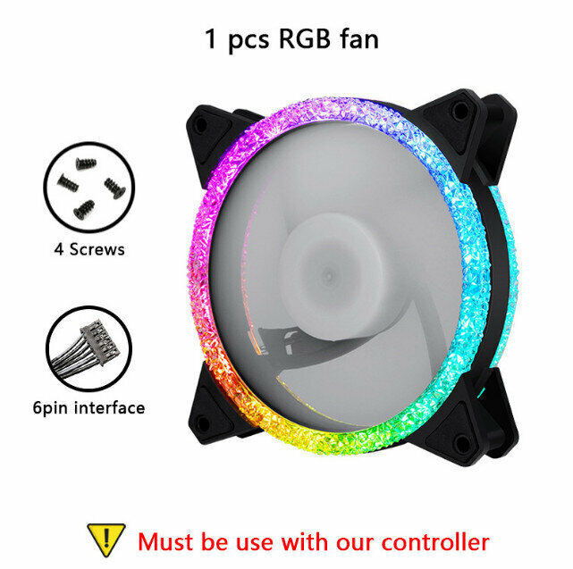 新款電腦機箱散熱器 ARGB光機箱風扇 幻彩散熱器(RGB遙控器控制（6pin）)