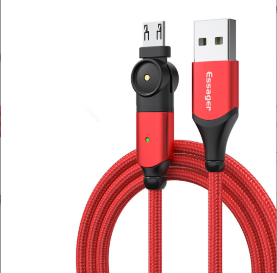 180 Degree Rotating Nylon Braided Data Cable, Fast Charging Charging Cable, for Android, Android(Red2.4A1.2M)