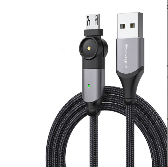 180 degree rotating nylon braided data cable fast charging charging cable for android android (gray 2.4A2M)