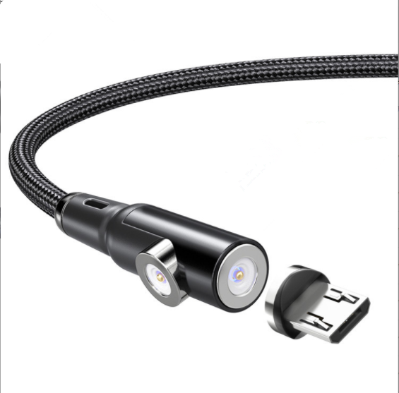 Straight bending 2-in-1 magnetic data cable for Android android (black 1M)