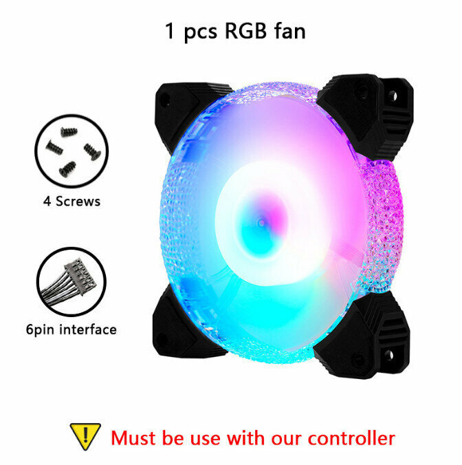 爆款電腦機箱散熱器 幻彩大風量靜音機箱風扇(晶鑽（RGB6pin）接口)