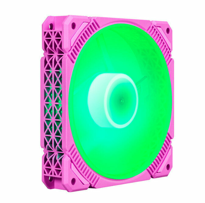 熱推電腦機箱cpu散熱器 幻彩大風量靜音機箱風扇(粉框綠色（小3pin+大4pin）)