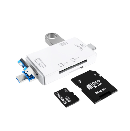 USB2.0 Card Reader type-c Android Phone Computer OTG2.0 SD/TF 6-in-1 Multifunctional Card Reader (White)