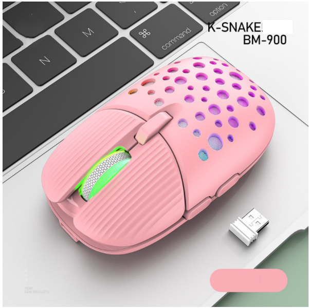 2.4G Wireless Charging Hole Beetle Luminous Mouse (Pink)
