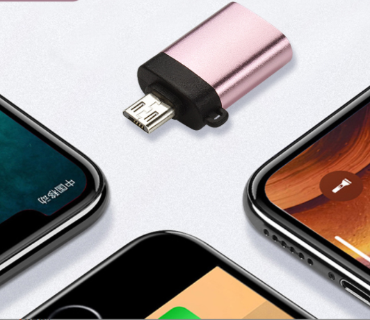 OTG adapter micro usb to usb female metal android phone to usb disk otg adapter (rose gold)