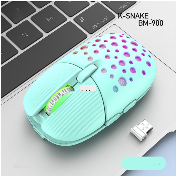 2.4G Wireless Charging Hole Beetle Luminous Mouse (Blue)