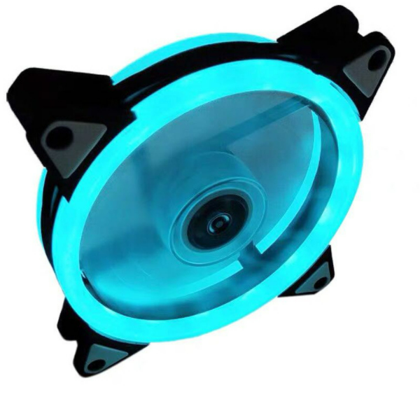新款機箱風扇12CM 極光日食 16LED 12025雙光圈散熱風扇（雙環冰藍）