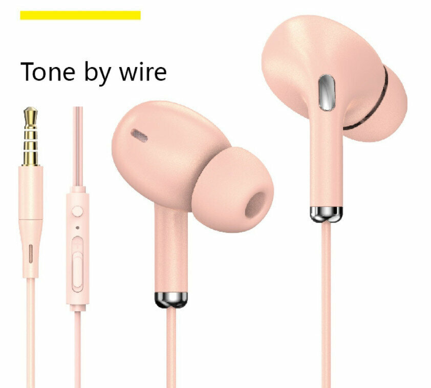 In-ear Tablet Neutral Universal Wire Controlled Dynamic White MP3 Headphone Cable (Pink Tone Earphones)
