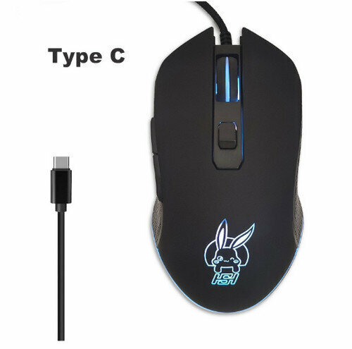 USB-C Silent Colorful Illuminated Mouse (HMO-17) mouse gaming mouse - black typeC interface