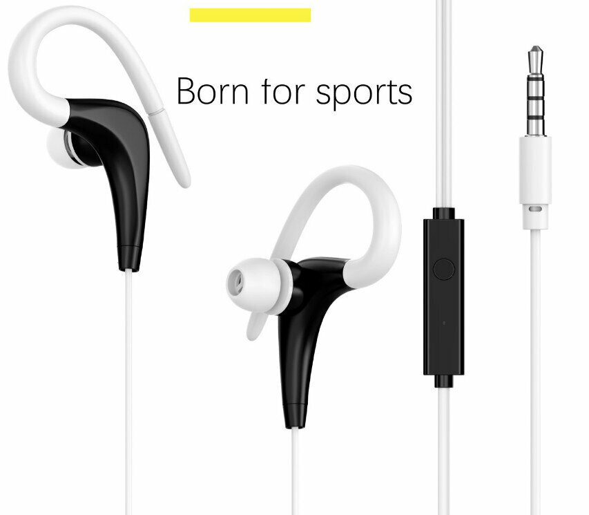 In-line 3.5mm In-Ear Microphone Over-Ear Sport Subwoofer Wired Headphones (PVC Round Wire White)