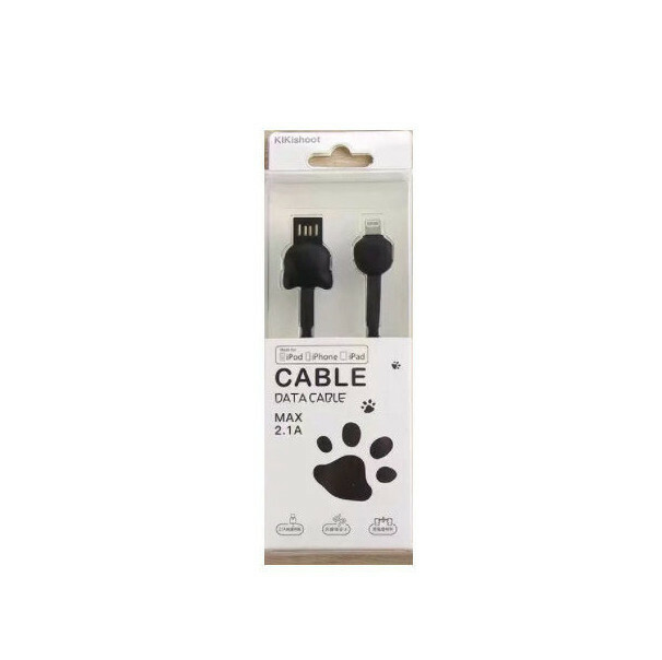 Cute Cartoon Bearpaw Data Cable, Mobile Phone Charging Cable(SD-076 Apple Head, Black)