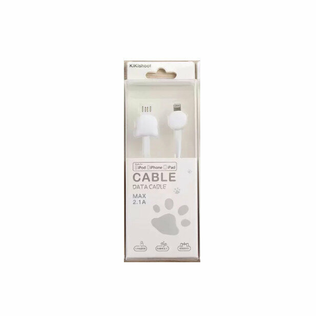 Cute Cartoon Bearpaw Data Cable, Mobile Phone Charging Cable(SD-076 Apple Head, White)