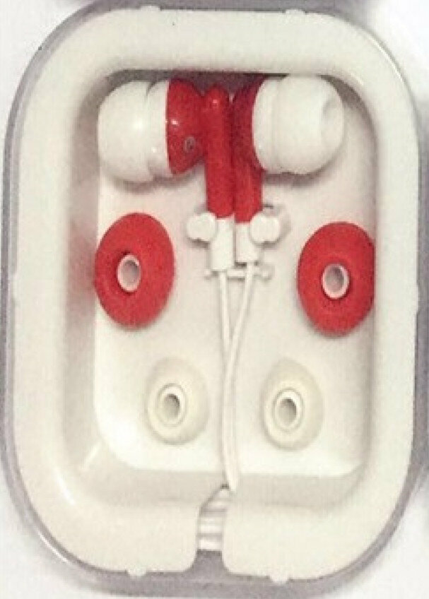 Wired headphone square box set in-ear MP3 environmental protection headphones (red)