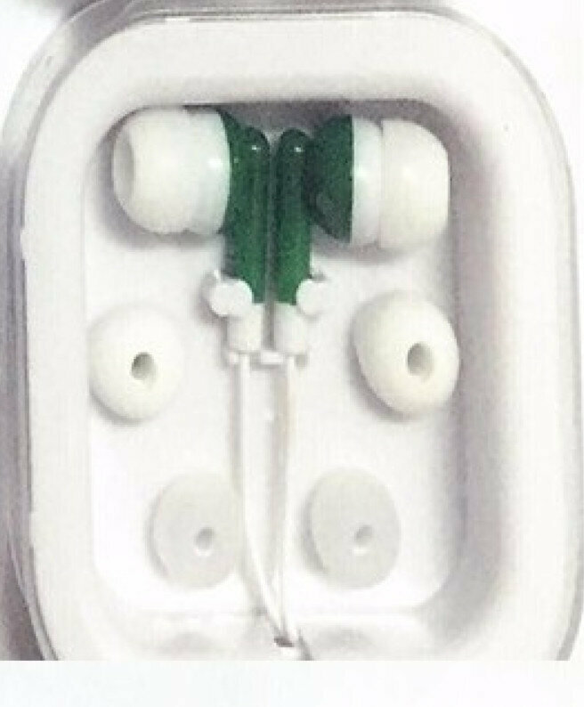 Wired headphone square box set in-ear MP3 environmental protection headphones (green)