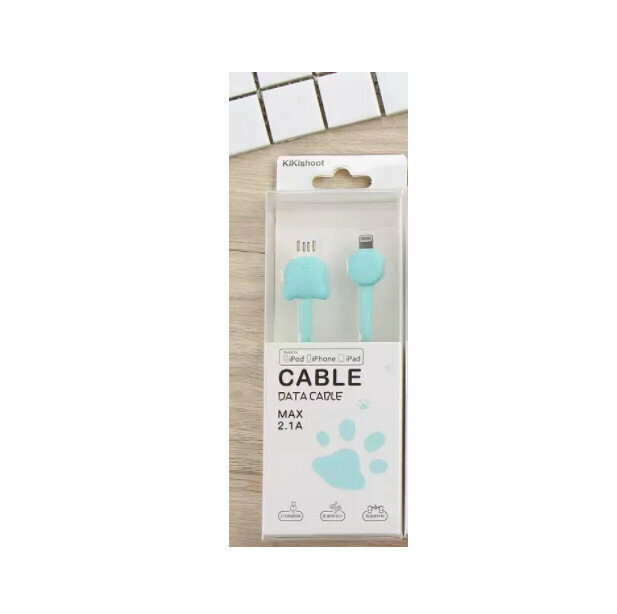 Cute Cartoon Bearpaw Data Cable, Mobile Phone Charging Cable(SD-076 Apple Head Blue)