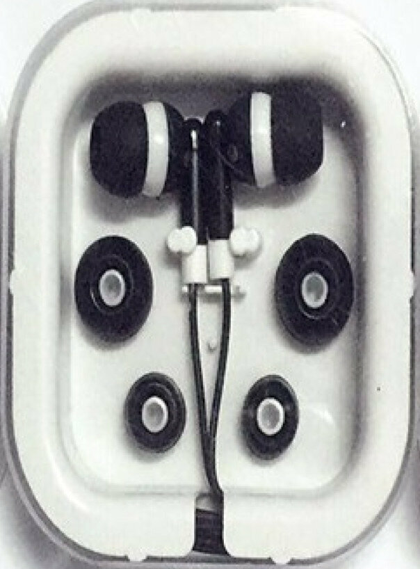 Wired headphone square box set in-ear MP3 environmental protection headphones (black)