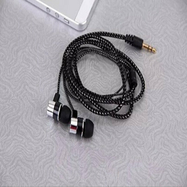 MP3/mp4 Wiring Cord Subwoofer Headphones In-Ear Braided Cord Wired Headphones (White)