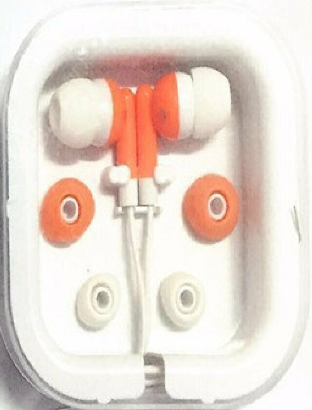 Wired Earphone Square Box Set In-Ear MP3 Eco-friendly Headphones (Orange)