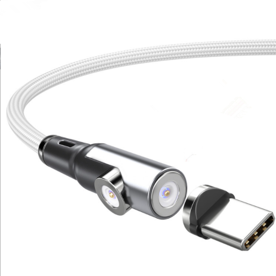Straight bending 2-in-1 magnetic data cable for type-c (silver 1M)