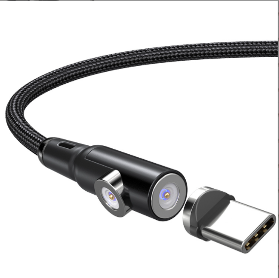 Straight-bending 2-in-1 magnetic data cable for type-c (black 2M)