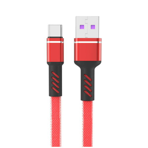 Braided 5A fast charging mobile phone car charging cable 1m (5A single wire Android red)