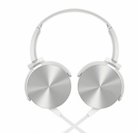 新款MDR-XB450頭戴式耳機 帶咪重低音立體聲手機耳機（白色）