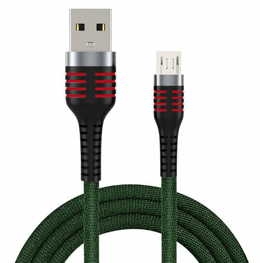 [2-pack] Two-color data cable for Android fast charging extended braided charging cable (Android interface android-2 meters green [fabric style])