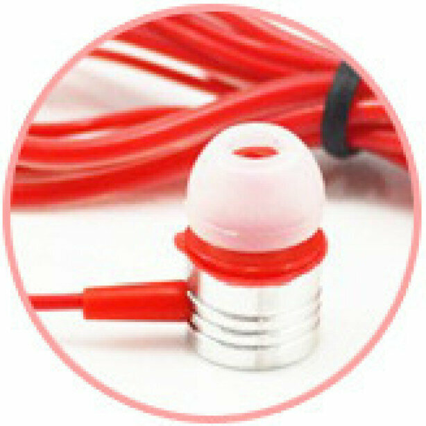 In-ear transparent crystal wire earphones, heavy bass mobile phone universal earphones (red)
