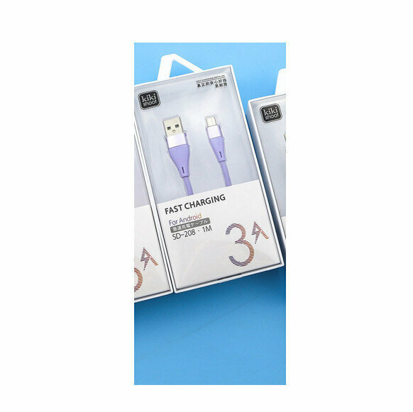 Android fast charging data cable 3A boxed 1 meter charging cable (SD-208 Android android-Purple)