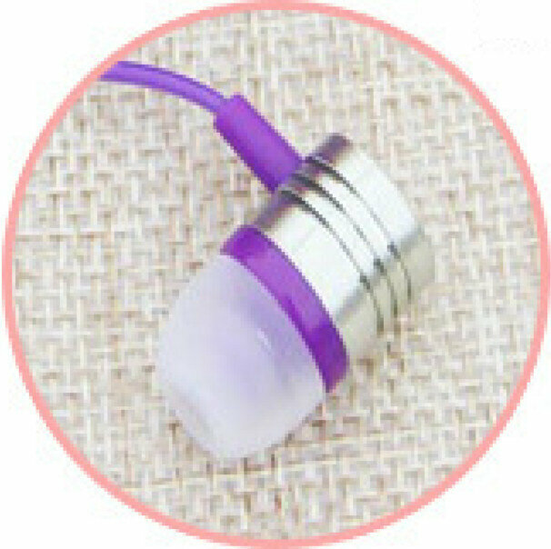 In-ear transparent crystal wire earphones, heavy bass mobile phone universal earphones (purple)