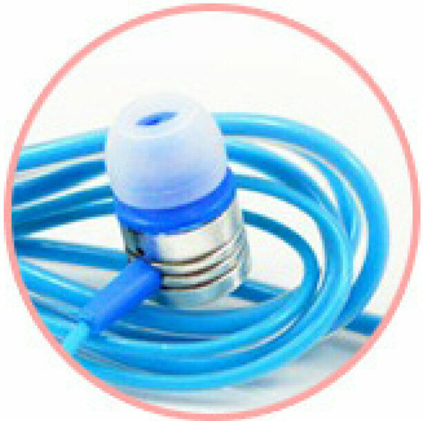 In-ear transparent crystal wire earphones, heavy bass mobile phone universal earphones (blue)
