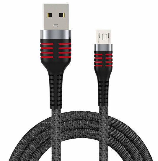 [2-pack] Two-color data cable for Android fast charging extended braided charging cable (Android interface android-2 meters gray [fabric style]
