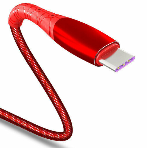 TYPE-C data cable is suitable for Honor mobile phones (5A super fast charge-1.88 meters red)