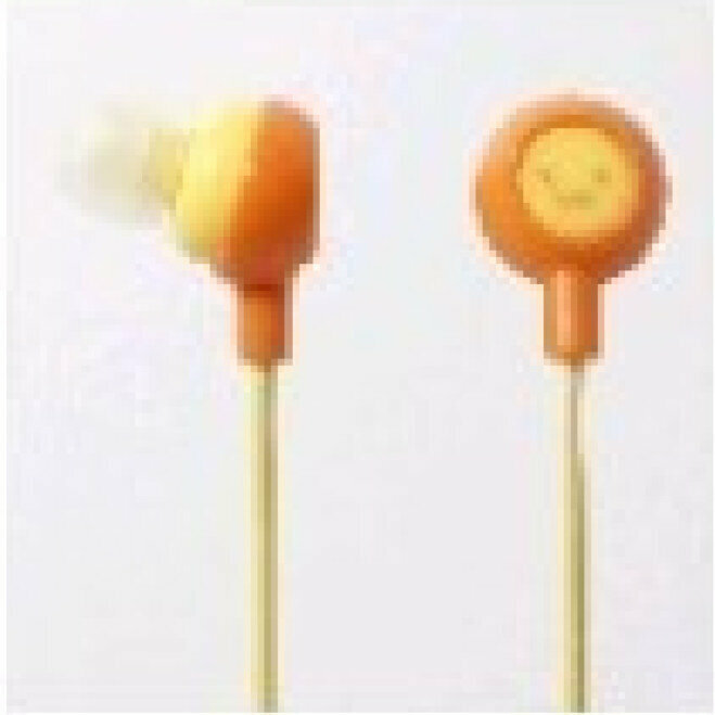 Cartoon smiling fruit headphones MP3 in-ear headphones (orange)
