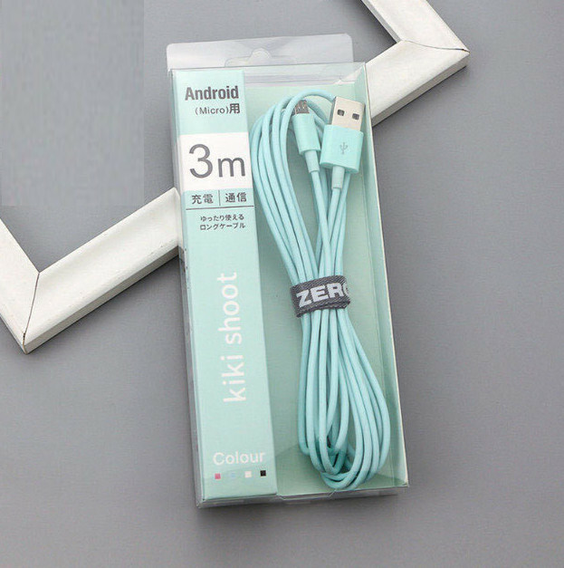Android extended data cable extra long 3 meters boxed charging cable (SD-211 Android blue)
