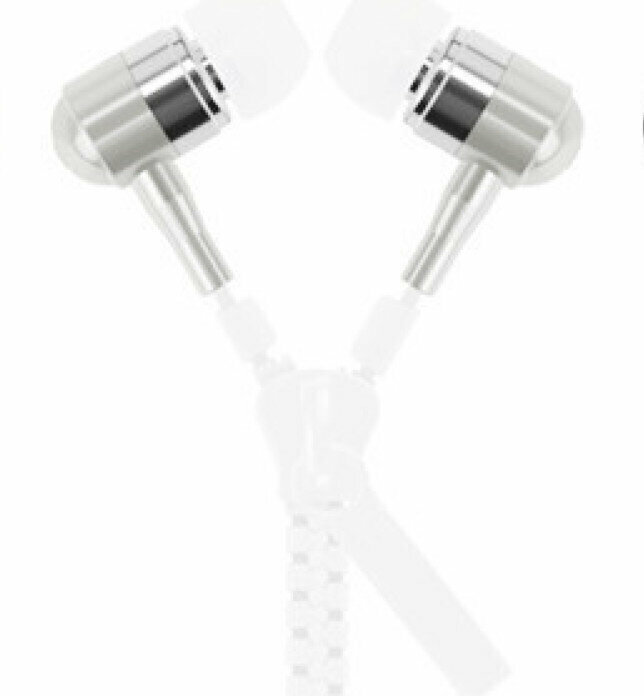 Zipper earphones, in-ear headphones with microphone, heavy bass (white)