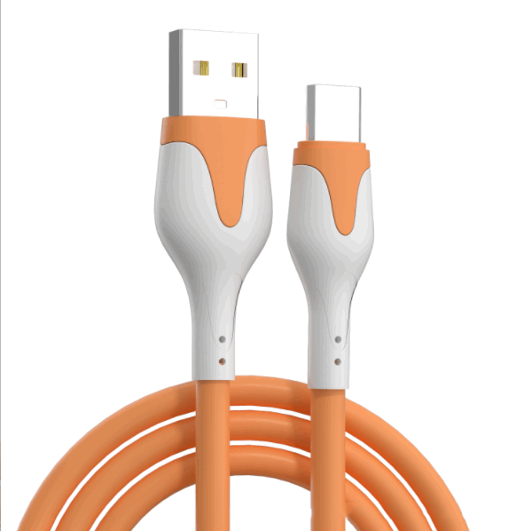 Liquid soft glue two-color fast charging USB mobile phone data cable [TYPE-C interface-2 meters (orange)]