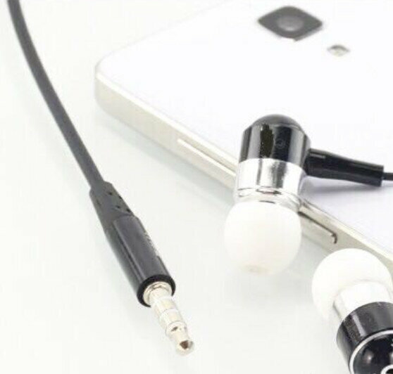 Metal earphones, in-ear, with microphone and bass, mp3, computer and mobile phone (black)